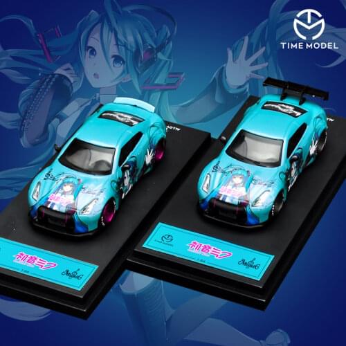 Time Model 1/64 Japanese JDM Style Itasha Liberty Walk GTR R35 Diecast Rear Wing Toy 1:64 Model Car GT Vehicle with Case