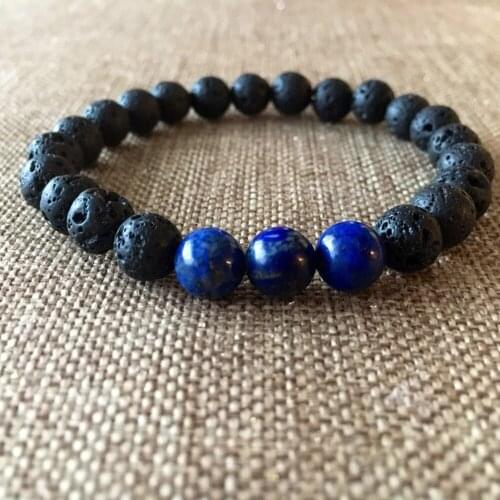 Natural Lava Stone Blue Lapis Lazuli Beaded Bracelets for Women Men Aromatherapy Essential Oil Diffuser Bracelet Fashion Jewelry