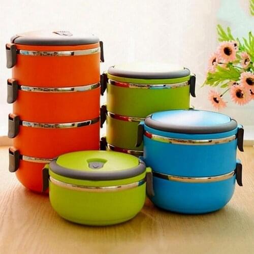 New 1pc School Lunch Box Stainless Steel Bento Box Lunch For Food With Containers 4 Colors Thermal Container Box