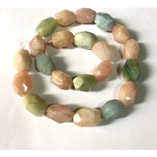 Wholesale 1of 15.5" Full Strand Natural Multi Morganite Beads Faceted Nugget Gem Stone Loose Beads for jewelry diy 10-14mm
