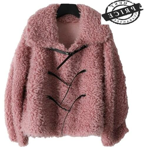 Real Fur Coat Female Autumn Winter Clothes 2021 Korean Vintage Sheep Shearing Jacket Women 100% Wool Coat Tops Hiver 26aa