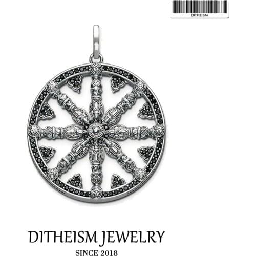 Black CZ Wheel Pendants, 2018 New Fashion Jewelry 925 Sterling Silver Blackened Trendy Gift For Women Men Boy Girls Fit Necklace
