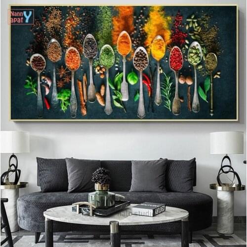 Cooking Poster Kitchen Wall Art Decoration Herbs And Spices Canvas Posters And Prints Canvas Painting Dining Room Decoration