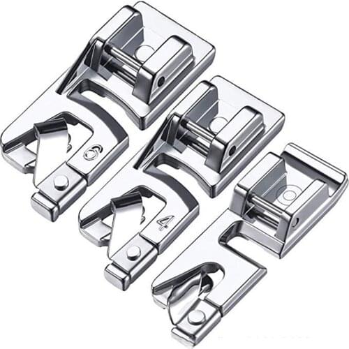 3pcs/set 3MM/4MM/6MM Sewing Machine Presser Foot Set Household Rolled Hem Crimping Foot Sewing Tool
