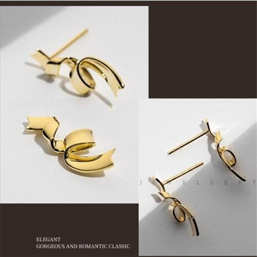 Liemjee Sterling Silver Geometric Distortion Earrings All-Match Fashion Jewelry For Women Feature Namour Charm Gift All Seasons
