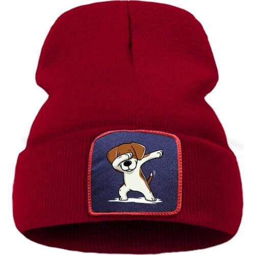 Dog Hip Hop RAP Style Print Solid Color Knitted Caps Soft Warm Winter Hat Outdoor Hip Hop Unisex Caps Comfort Creative Caps