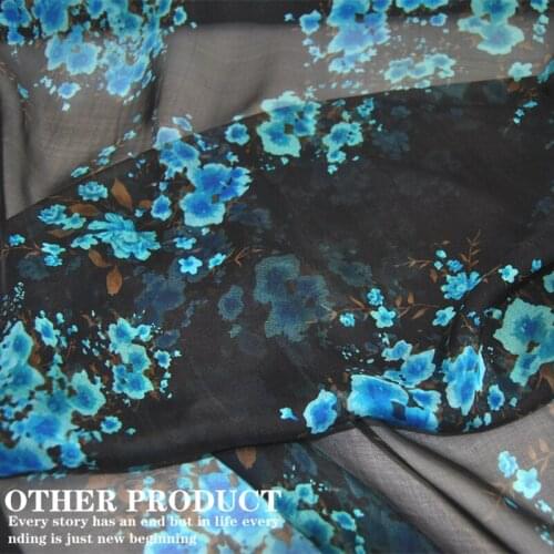 LEO&LIN Black Floral-Print Large Wide Real Silk Chiffon Light through Dress Shirt Lining Cloth DIY Sewing Tissue