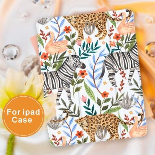 Tropical animal Flower For Air 4 Silicone Case for iPad Pro 2020 10.5 10.2 inch 8th Generation 7th 12.9 inch Automatic Wake Up