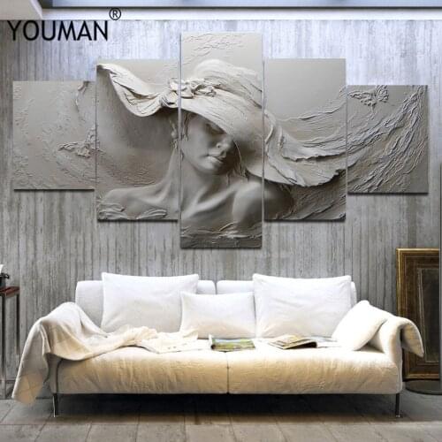Modern 3D Stereoscopic Embossed Canvas Painting Gray Beauty Oil Painting Modern Abstract Art Wall Poster Living Room Wall Canvas
