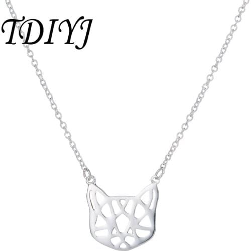 TDIYJ New Hot Hollow Cat Pendant Necklace Simple Animal Necklace for Women Kids Jewelry Gift