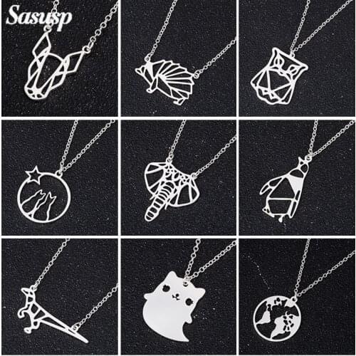 Trendy Gold Color Cartoon Owl Cat Chain Necklace for Women Vintage World Map Pendant Necklace Jewelry For Best Friendship Gift