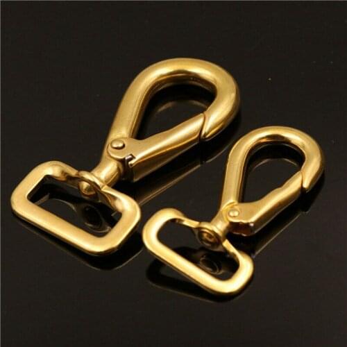2pcs Brass Snap Hook Square Swivel Eye Bag Clasps Buckle for Leather Craft Bag Strap Belt Webbing Dog Rope Leash Clips