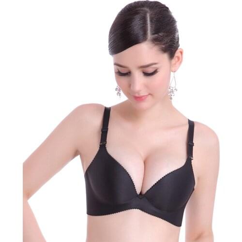 Summer Seamless Wire Free sexy Bra For Women big size Push Up Bra Solid Color Double Breasted t shirt bra deep u sleep bra 32-38
