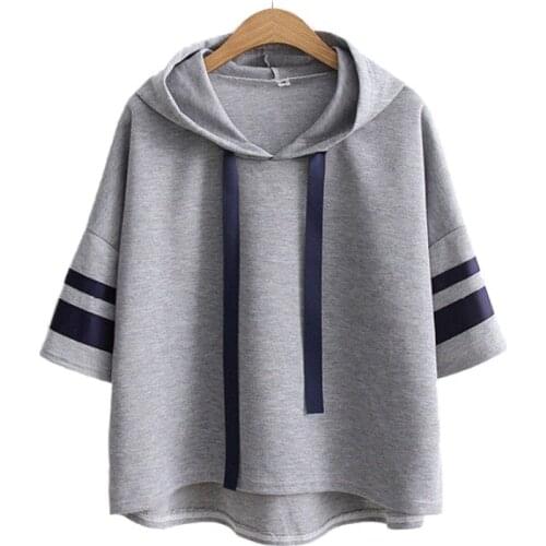 Your Own Design Logo Costomised Women Hooded Sweatershirts Striped Sleeve Fashion Tops Solid Short Sleeve Pullover Tracksuits