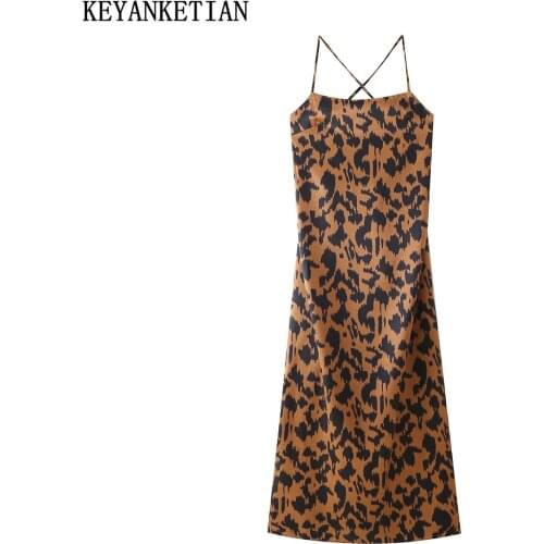 KEYANKETIAN Fashion womens sleeveless elegant zebra print sexy backless leopard print dress casual party club street wear
