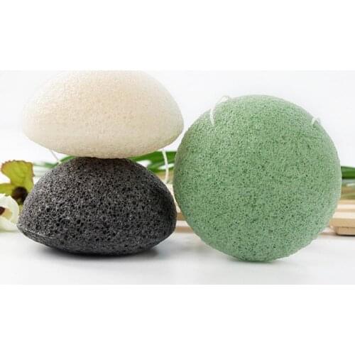1pc Konjac Puff Natural Cleanse Exfoliator Puff Face Cleaning Sponge Round Shape Konjac Face Washing Sponge Facial Cosmetic Tool