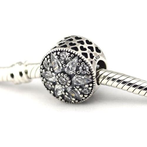 100% 925 Sterling Silver Radiant Bloom Charm Crystal CZ Beads for Jewelry Making Fits Original Charms Bracelets Berloque