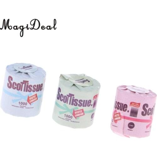 3Pcs/Lot Mini Toilet Papers Tissues 1/12 Dollhouse Miniature Bathroom Living Room Kitchen Furniture Decoration Model Toys