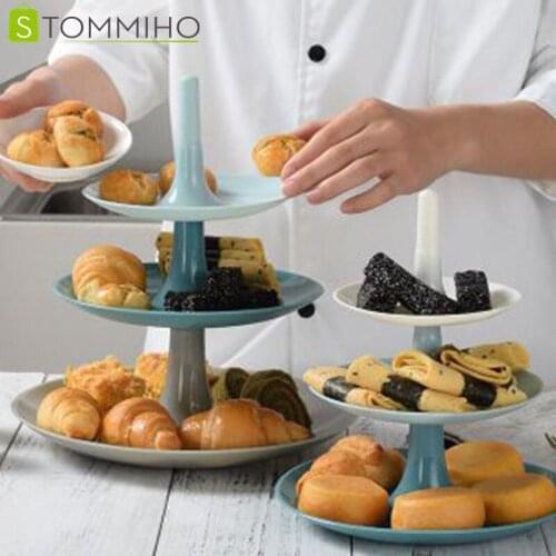 STOMMIHO 3 Tiers Dessert Plates Cake Rack Afternoon Tea Wedding Party Tableware Detachable Snack Fruit Pastry Display Rack Tray