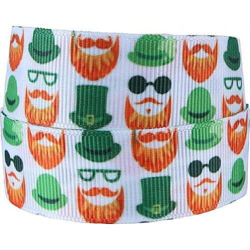 50Y/lot) New cartoon hamrock printing grosgrain ribbons for baby headband