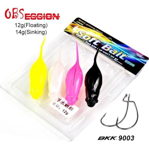 6pcs Tadpole 12g TPE Floating/14g PVC Sinking Lures Soft Silicone Bait Sea Fishing Swimbait Wobblers WIth BKK 9003CD Crank Hook