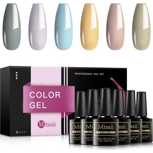 6PCS Nail Polish Set Gel Hybrid Varnish Soak Off UV Gel LED Semi Permanent All For Manicure Nail Art Decoration Gel Polish Kit