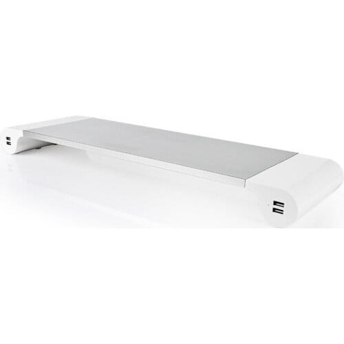 4 USB Charging Ports & Keyboard Storage Aluminum Space Bar Laptop Computer Stand Holder Desk Organizer for Monitors Laptops