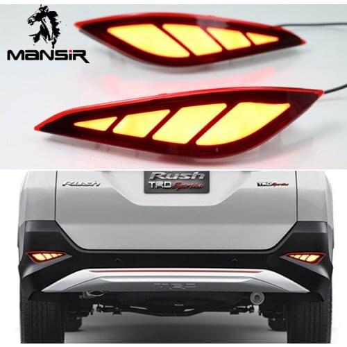 Car LED Rear bumper lights Assembly Rear Fog Lamp Auto Brake Reflector For Toyota Rush 2018 2019 Backup lamps Reflector 2-in-1