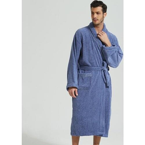 100% cotton bathrobes winter robe mens and womens couples nightgown quilted long bathrobe one-piece pajamas