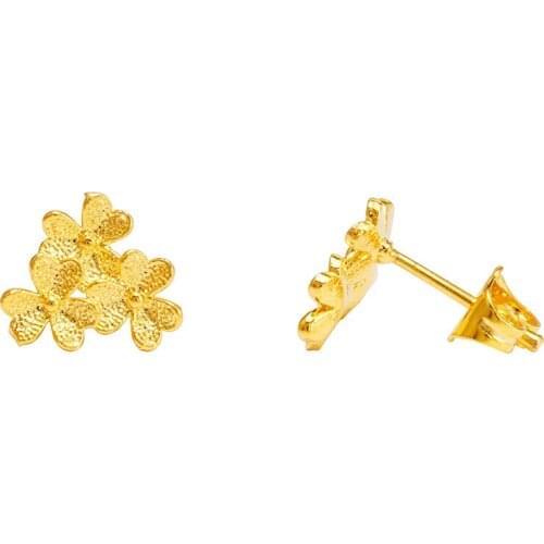Free shipping 24K gold Star Pattern Stud Earrings for Women Elegant Wedding Jewelry pendientes mujer moda 2018 Brincos No fade