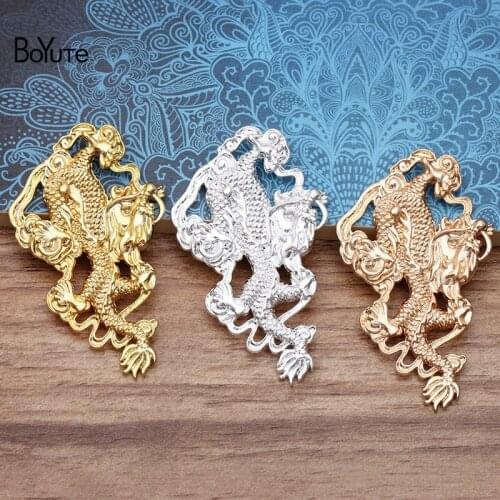 BoYuTe (5 Pieces/Lot) Factory Direct Wholesale Retro DIY Hair Jewelry Accessories Metal Alloy 37*63MM Dragon Findings