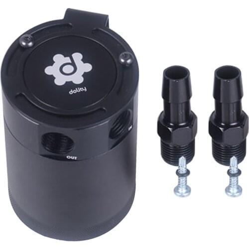 BLACK COMPACT BAFFLED 2-PORT OIL CATCH CAN /TANK / AIR-OIL SEPARATOR GENERAL