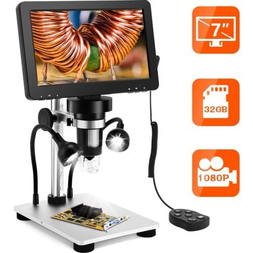 7 Inch 1080P LCD Wired Remote Digital Microscope 1200X Handheld Video Recorder Microscope for Outdoor Observation PCB Repair