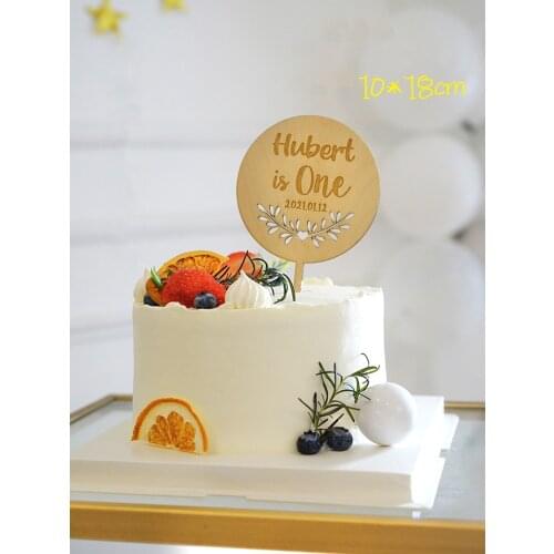 Customized Name Wooden Baby One-Year-Old 4 /6 Inch Birthday Cake Decoration Photo Props Party Favors Holiday Dressing Supplies