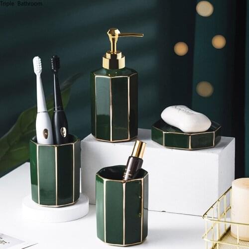 European Bathroom Toiletry Set Phnom Penh Ceramics Soap Holders Gargle Cup Liquid Soap Dispenser Four Piece Set Washing Tools