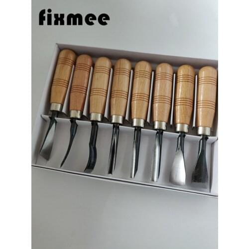 Fixmee8PCS High quality Promotions The Best Price Dry hand Wood Carving Tools Chip Detail Chisel set Knives tool woodcut knife