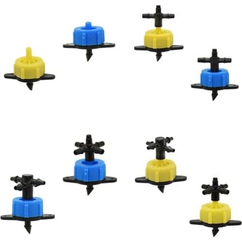100 Pcs 2L/4L/8L Pressure Compensated Dripper With 1/8 inch Tee Cross Splitter Regulataion In Dripper Water Debit For Dropper