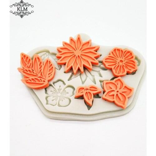 KLM sunflower rose flower silicone cake border decoration Sugarcraft cake mold polymer clay crafts