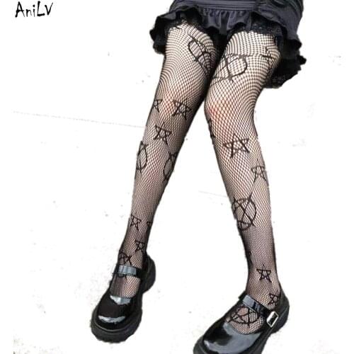 AniLV Witch Magical Girl Pentagram Tights Stockings JK Student Anime Lolita Girl Clow Card Pantyhose Stocking Cosplay Costume
