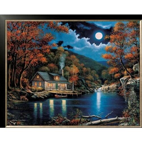 Patchwork Diy diamond painting kits set handcraft cottage Moon river forest tree oil painting diamond pasted pasted decorative