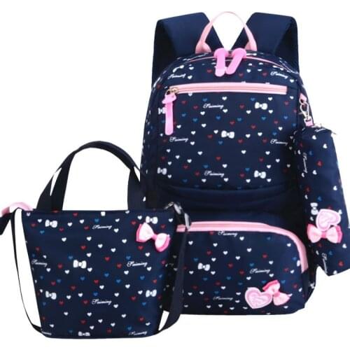 3pcs/set fashion dot print children waterproof school bags for Teenagers girls bow Kids Cute backpacks girl book bag sac a dos