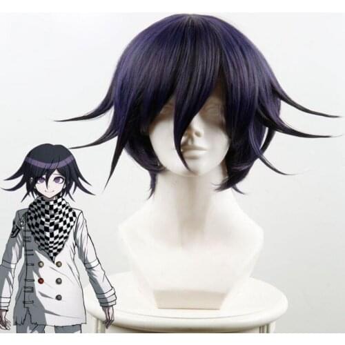 Morematch Anime Danganronpa V3 Killing Harmony Ouma Kokichi Short Wig Cosplay Costume Dangan Ronpa Heat Resistant Synthetic Wigs
