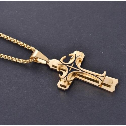 Men Necklaces Crucifix Hip Hop Multi-Layer Gold Jesus Cross Necklace Pendant For Male Jewelry