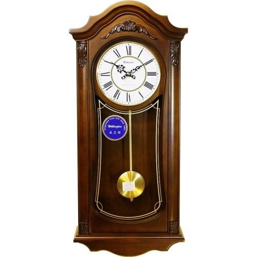 Music Hourly Chiming High Quality Clocks Europe Antique Wooden Mute Quartz Wall Clock
