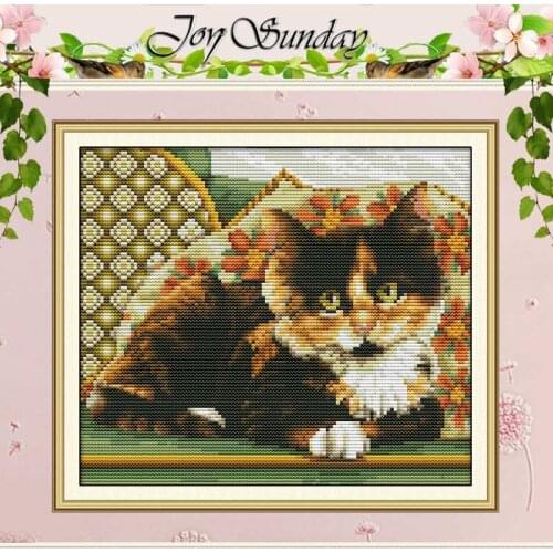 Kitten Patterns Counted 11CT 14CT Animals Cross Stitch Sets DIY Chinese Cross-stitch Kits Embroidery Needlework Home Decor