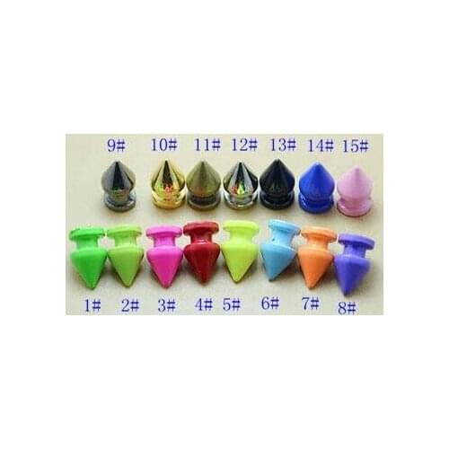 NEW 8*13mm Metal Candy Colors Screwback DIY Craft Rivet Punk Studs Botton LeatherCraft Clothes accessories 100pc/set MD001