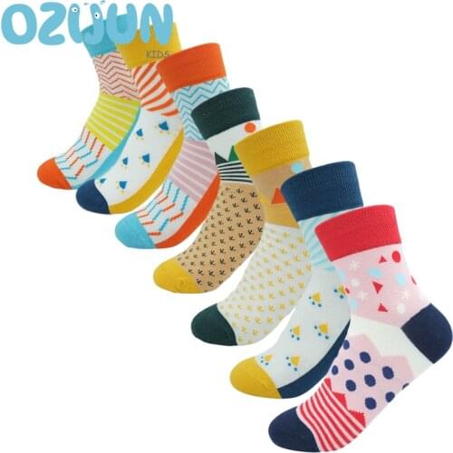 New Arrivals Baby Girls Children Girls 9-12 Years Four Season Cotton Socks Geometric colored dots socks 7 pattern