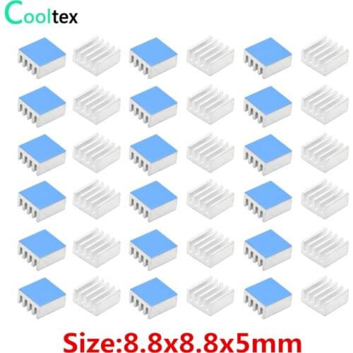 50pcs 8.8x8.8x5mm Aluminum Heatsink Radiator Cooling Cooler for Raspberry pi Electronic Chip IC With Thermal Conductive Tape