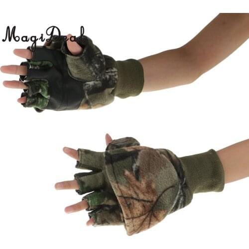 1 Pair Winter Fishing Gloves Anti Slip Warm Camo Cycling Hunting Gloves