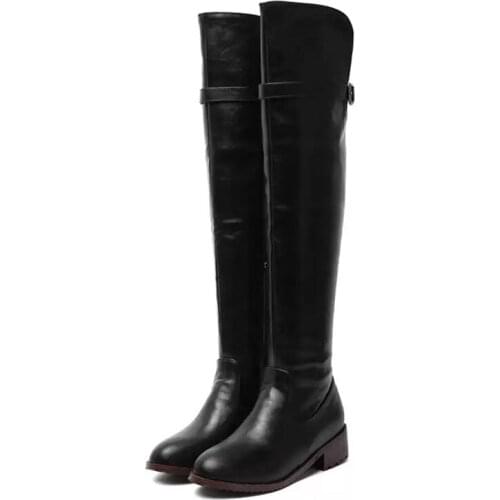 Phoentin Over the knee boots 2021 women retro zip winter boots mid heels casual shoes Long riding boots plus size 35-43 FT1429